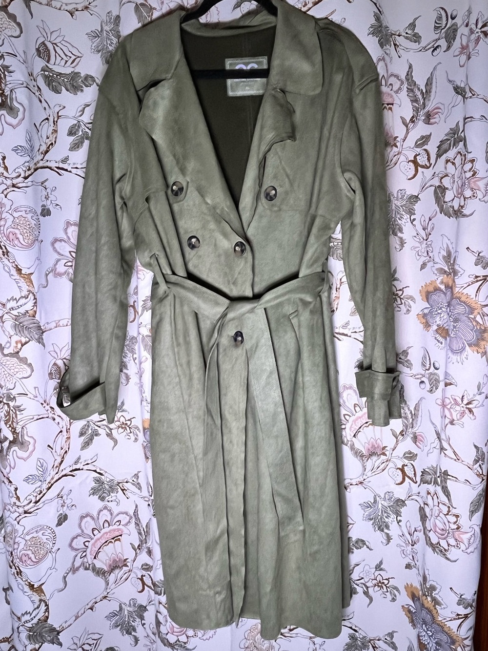 Culture Couture Green Trench Coat - Classic Double-Breasted. XL